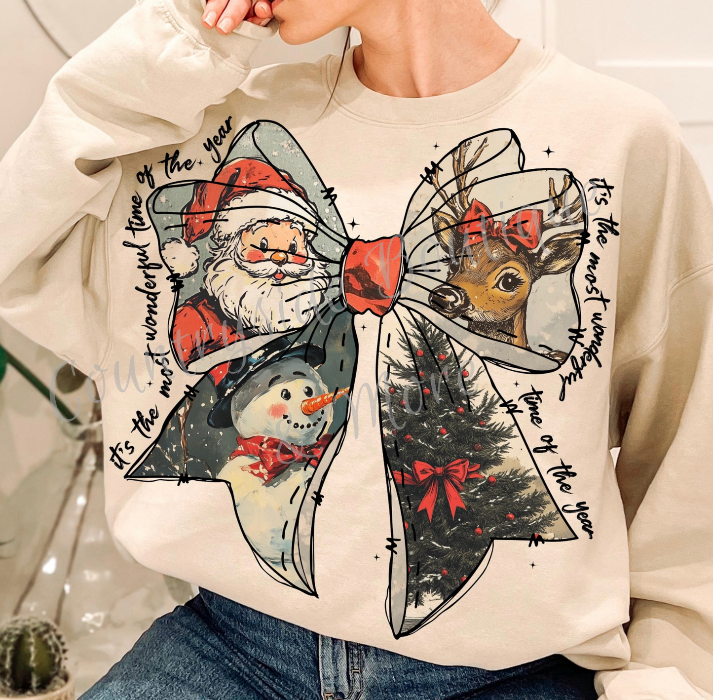 Christmas bow DTF transfer